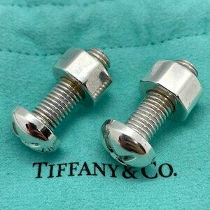 Tiffany & Co Silver Nut Bolt Cufflinks Cuff Link Links w/ Pouch